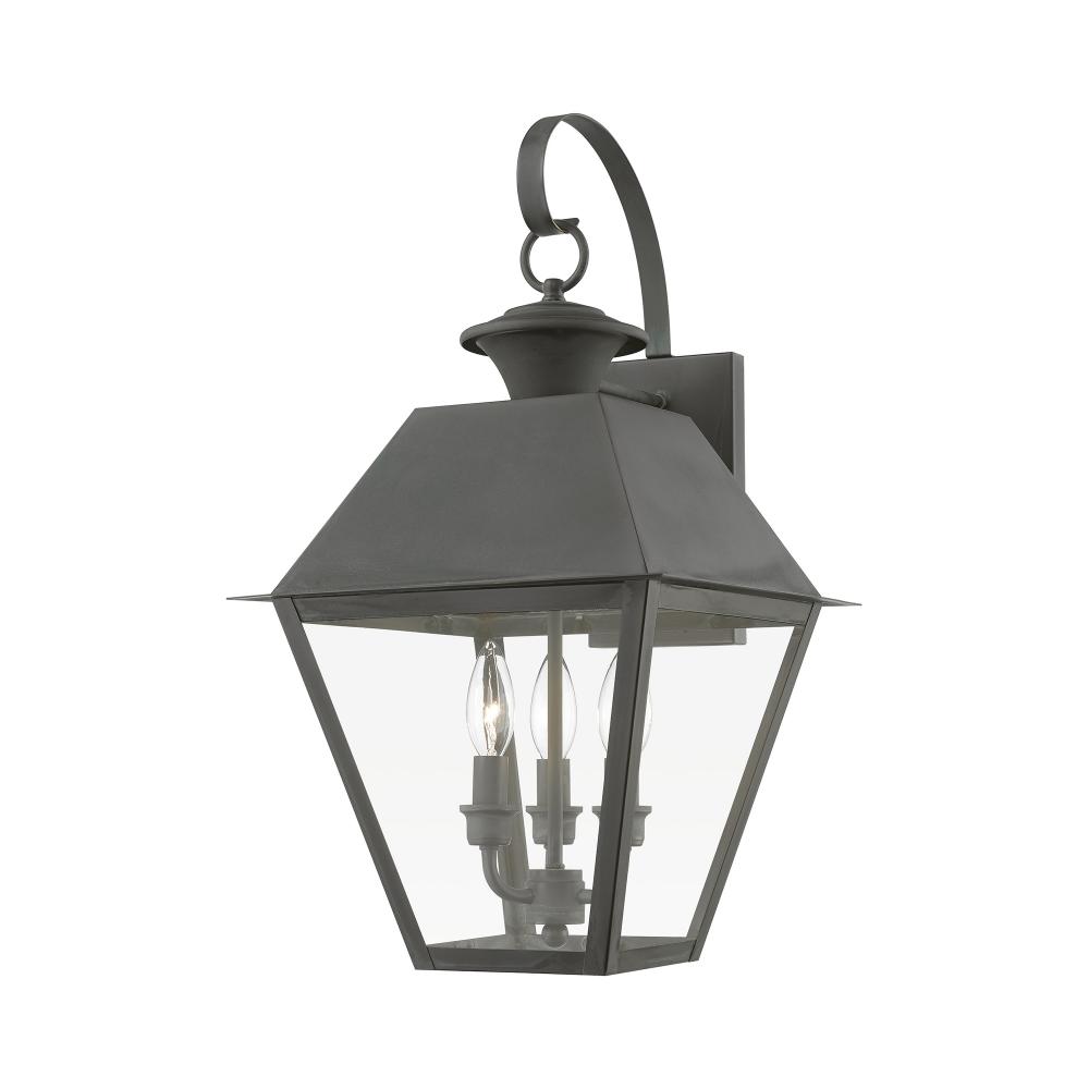 3 Light Charcoal Outdoor Large Wall Lantern