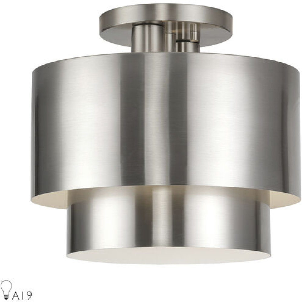 2 Light Brushed Nickel Medium Semi-Flush