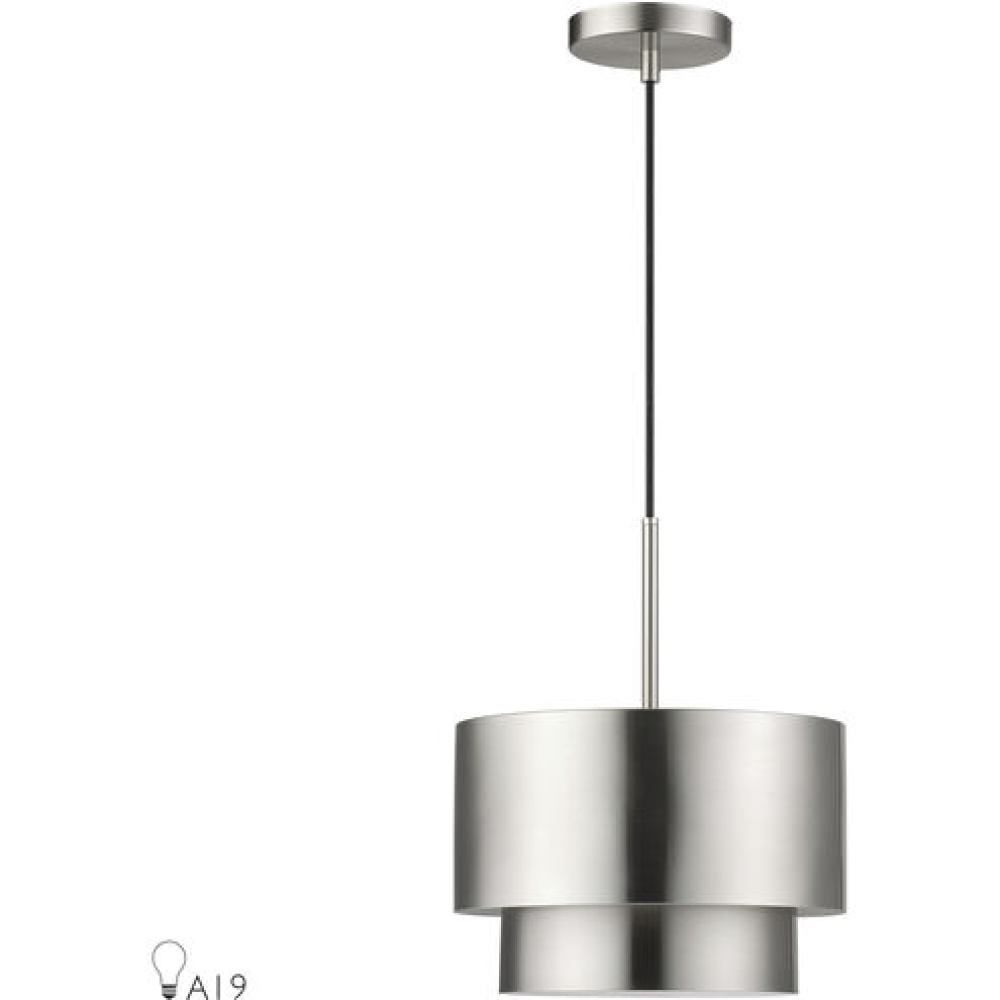 1 Light Brushed Nickel Pendant