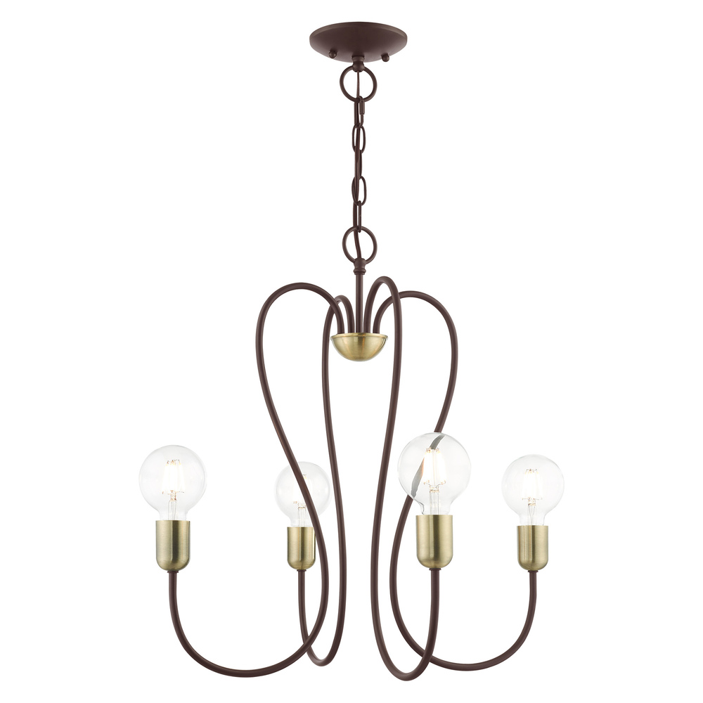 4 Lt Bronze Chandelier