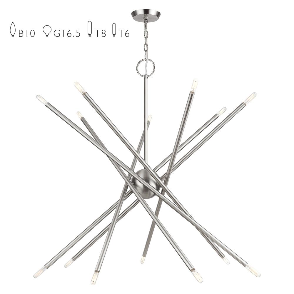 14 Light Brushed Nickel Extra Large Foyer Chandelier