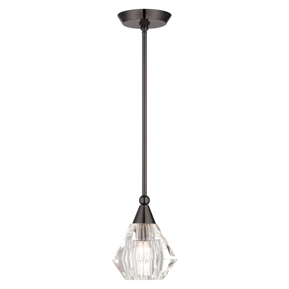 1 Light Black Chrome Crystal Single Pendant