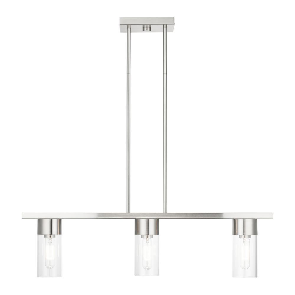 3 Light Brushed Nickel Linear Chandelier