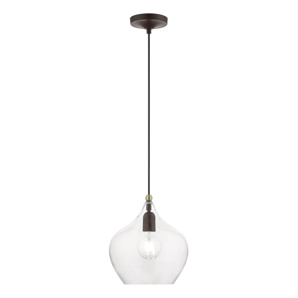 1 Light Bronze with Antique Brass Accent Pendant