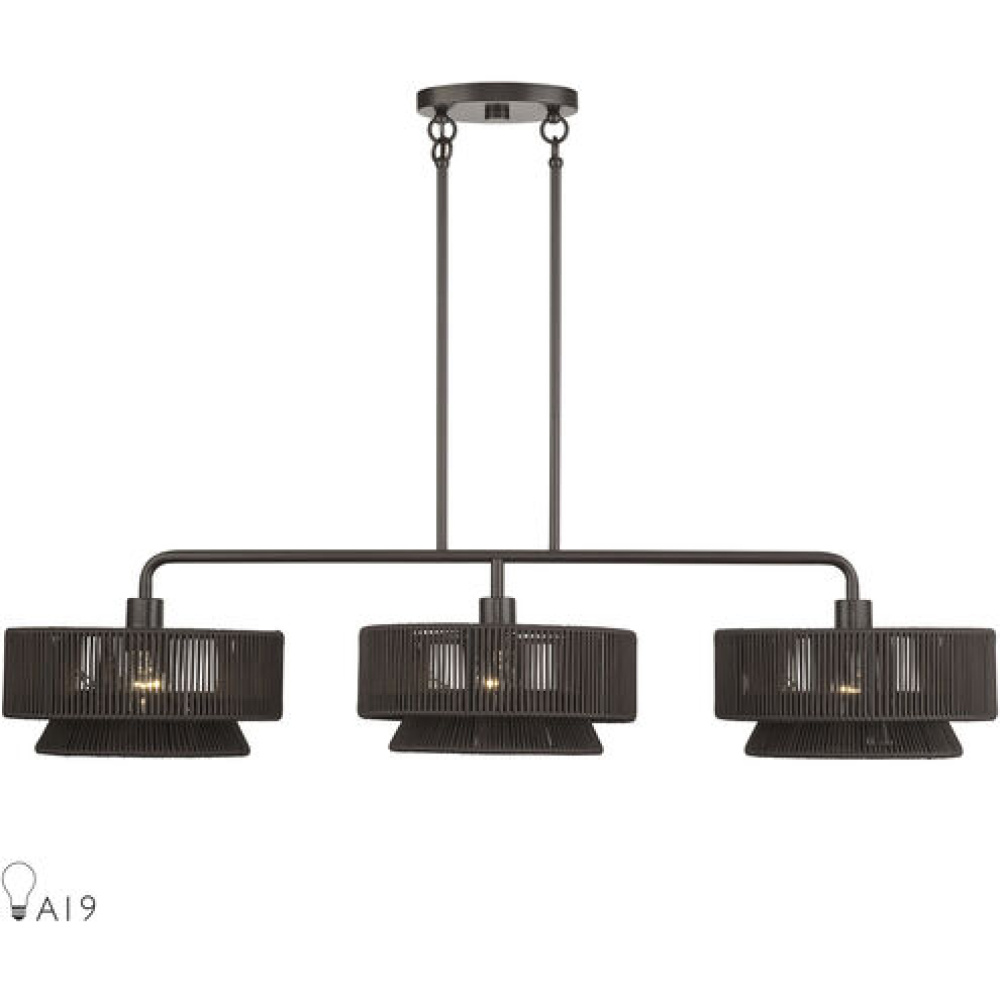 3 Light English Bronze Extra Large Linear Chandelier