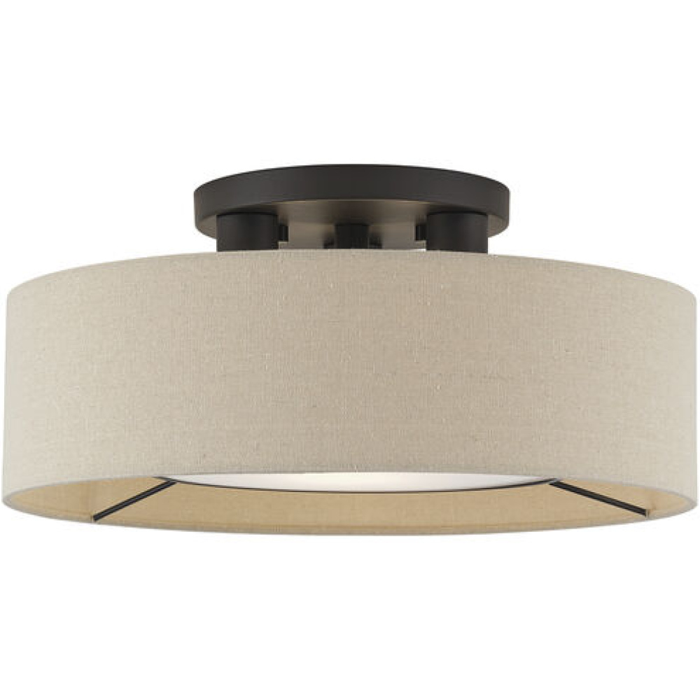 3 Light Bronze Large Semi-Flush