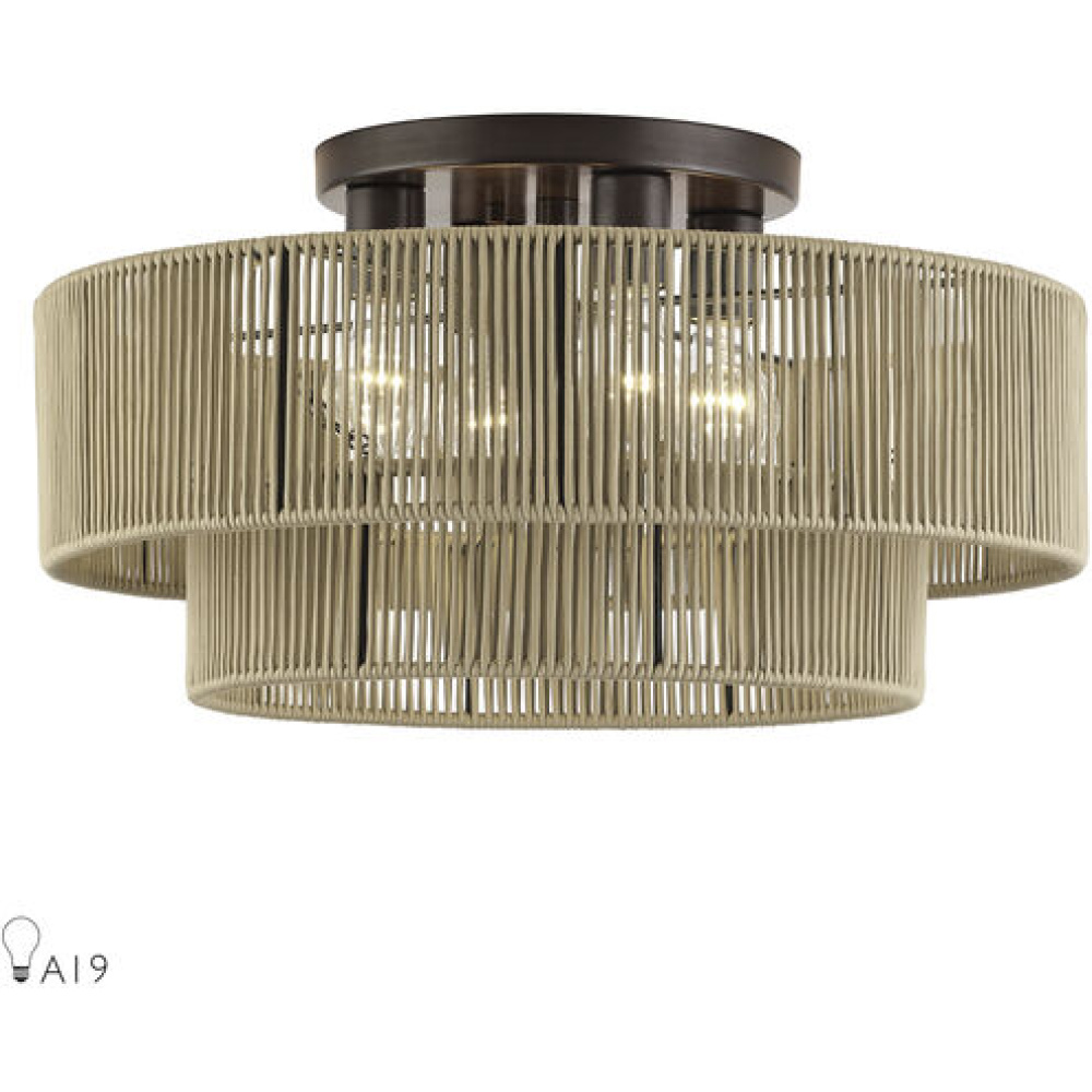 4 Light English Bronze Extra Large Semi-Flush