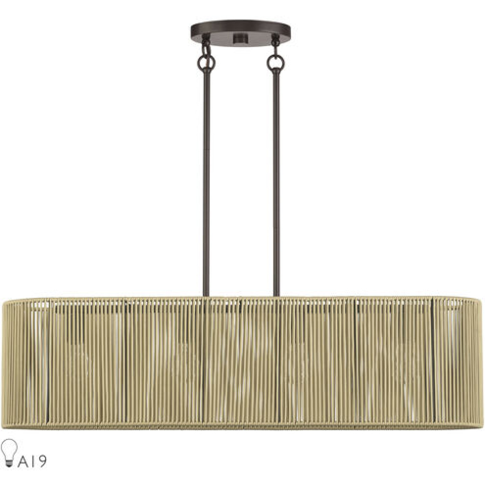 4 Light English Bronze Large Linear Chandelier