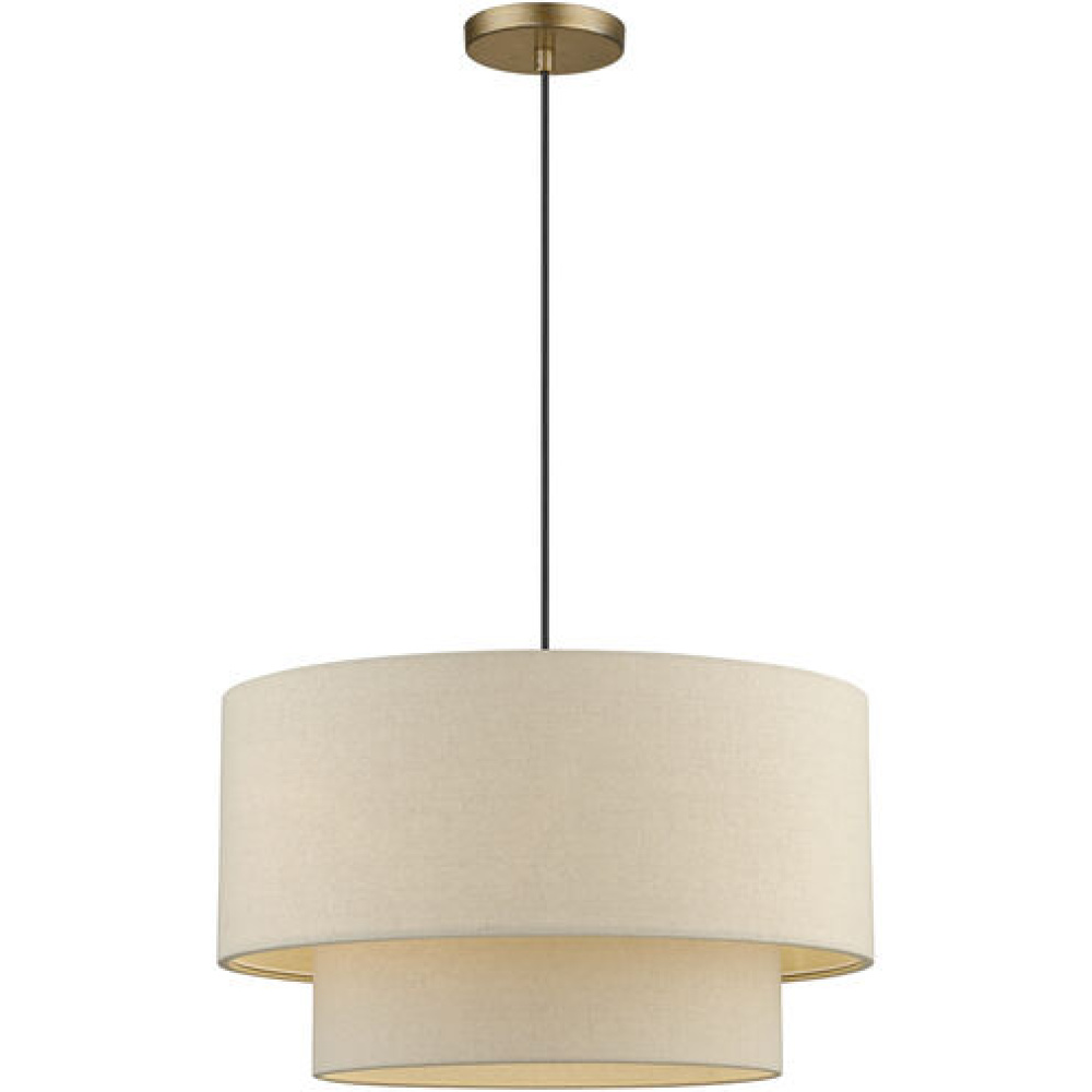 3 Light Antique Gold Leaf Pendant