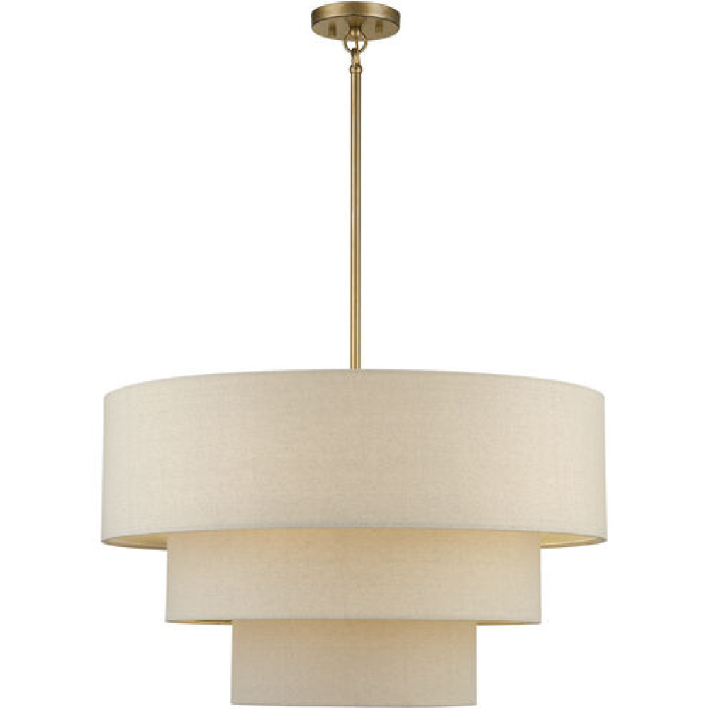 5 Light Antique Gold Leaf Medium Pendant Chandelier