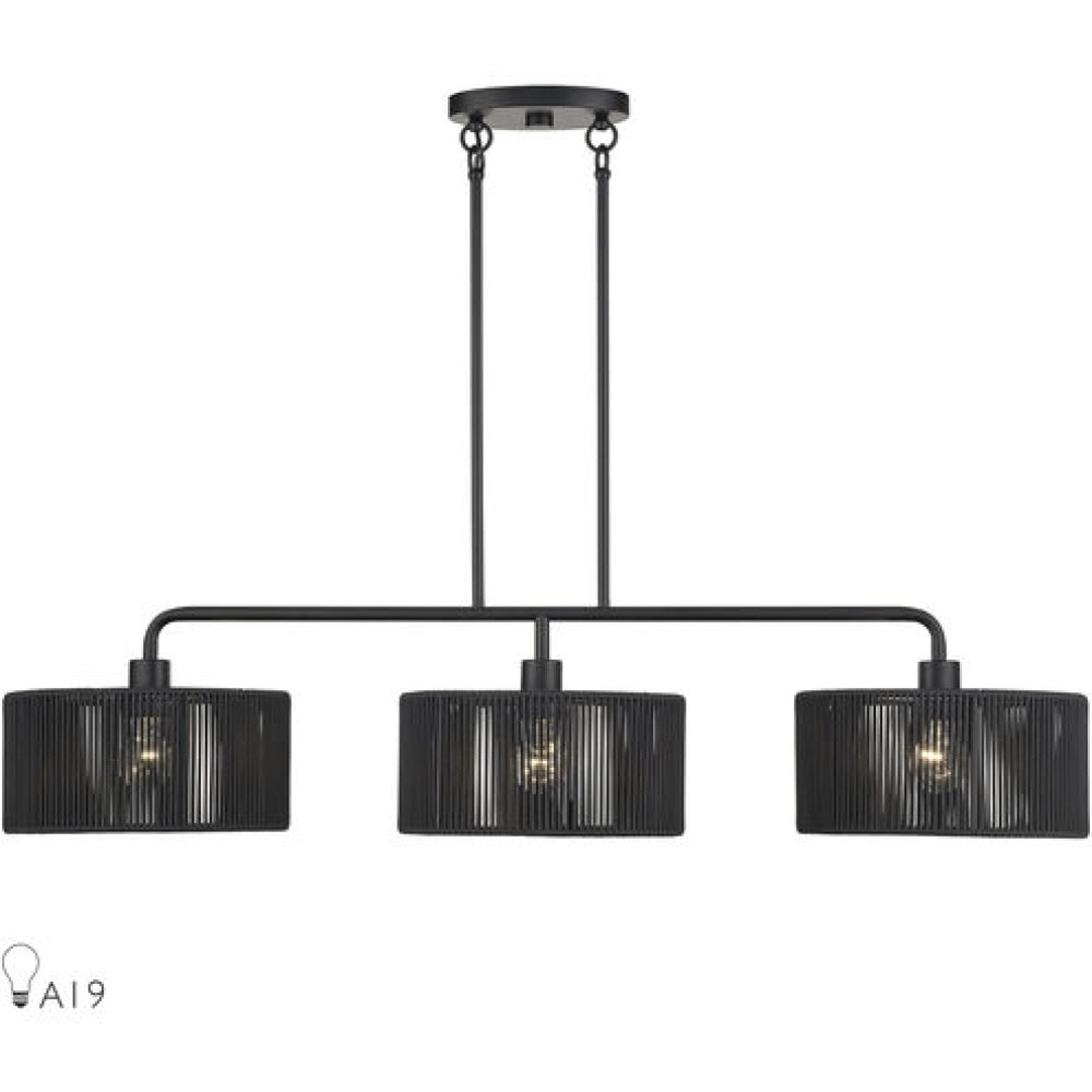 3 Light Black Extra Large Linear Chandelier