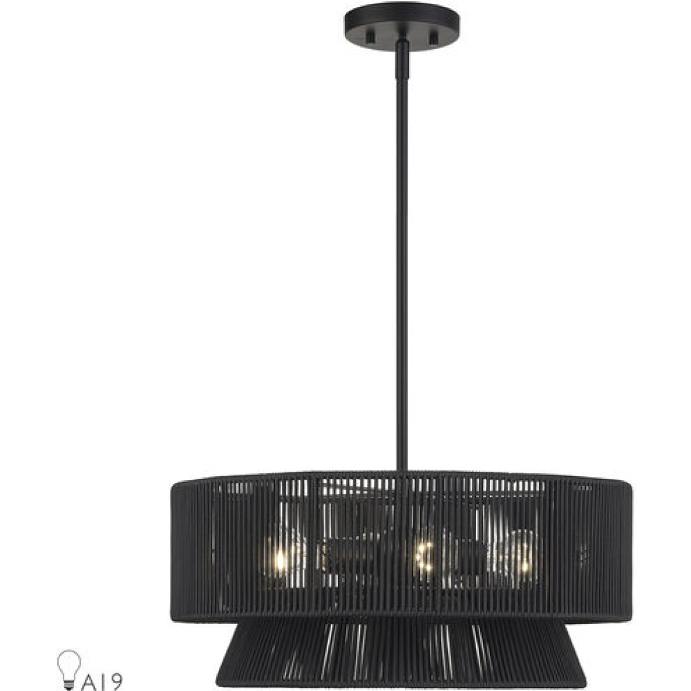 4 Light Black Pendant Chandelier