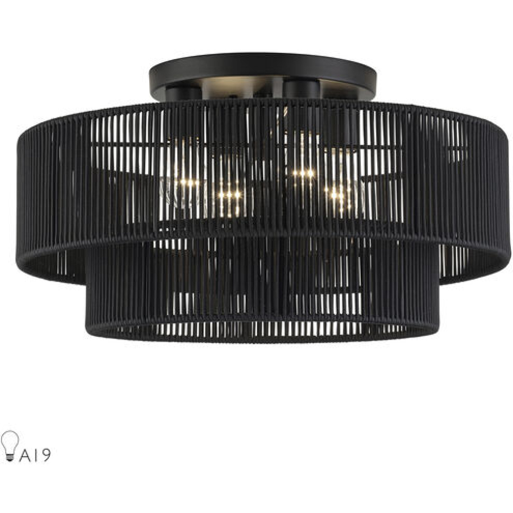 4 Light Black Extra Large Semi-Flush