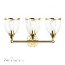 Livex Lighting 14133-02 - 3 Light Polished Brass Vanity Sconce with Mouth Blown Clear Glass