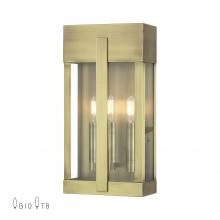 Livex Lighting 28963-01 - 2 Light Antique Brass Large Outdoor Wall Lantern with Clear Glass