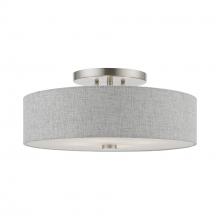 Livex Lighting 46744-91 - 4 Light Brushed Nickel with Shiny White Accents Semi-Flush