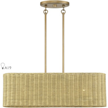 Livex Lighting 60586-48 - 3 Light Antique Gold Leaf Medium Linear Chandelier