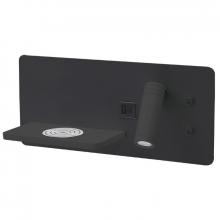 Westgate MFG C3 BRL-SHR-WCH-BK - BEDSIDE READING LT SURF. HORIZ. RIGHT-SIDE 3W, 7W NIGHT LIGHT, USB2 USBC WIRELESS CHARGER, 30K, BK