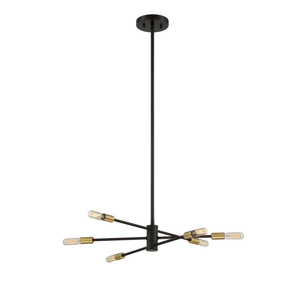 Lyrique 6-Light Chandelier in Bronze with Brass Accents