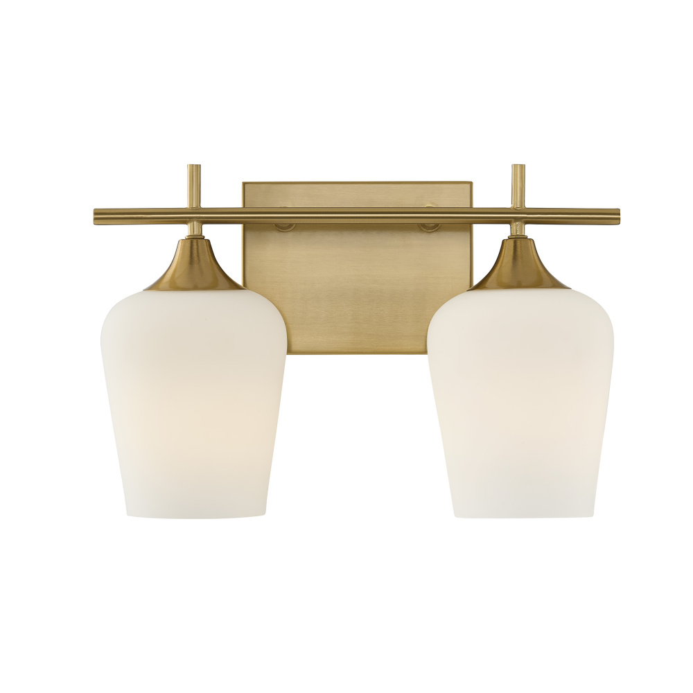 Octave 2-Light Bathroom Vanity Light in Warm Brass