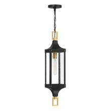 Savoy House 5-277-144 - Glendale 1-Light Outdoor Hanging Lantern in Matte Black and Weathered Brushed Brass