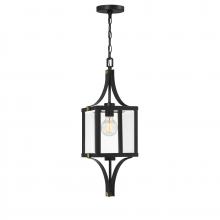 Savoy House 5-475-144 - Raeburn 1-Light Outdoor Hanging Lantern in Matte Black and Weathered Brushed Brass