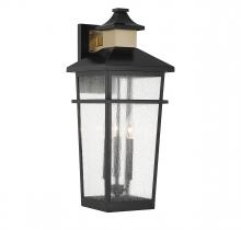 Savoy House 5-715-143 - Kingsley 3-Light Outdoor Wall Lantern in Matte Black with Warm Brass Accents