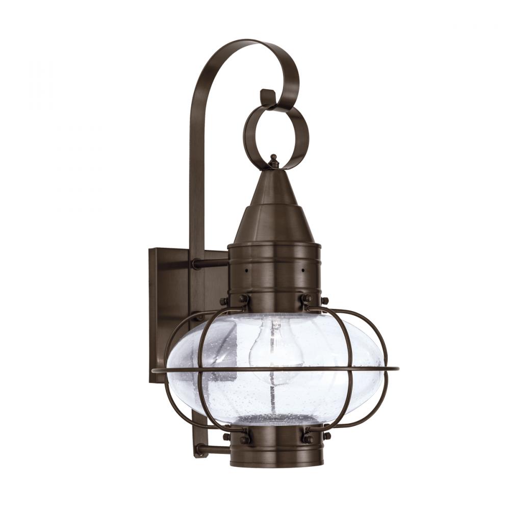 Classic Onion Outdoor Wall Light - Bronze with Seeded Glass