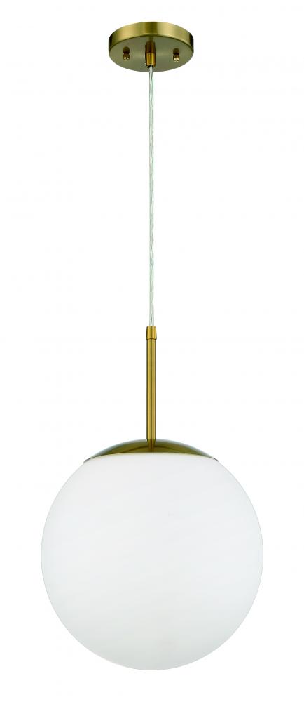 1 Light Medium Pendant with White Glass