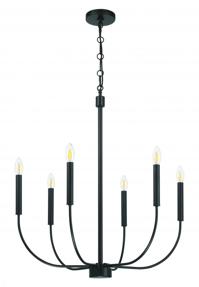 Traci 6 Light Chandelier in Flat Black