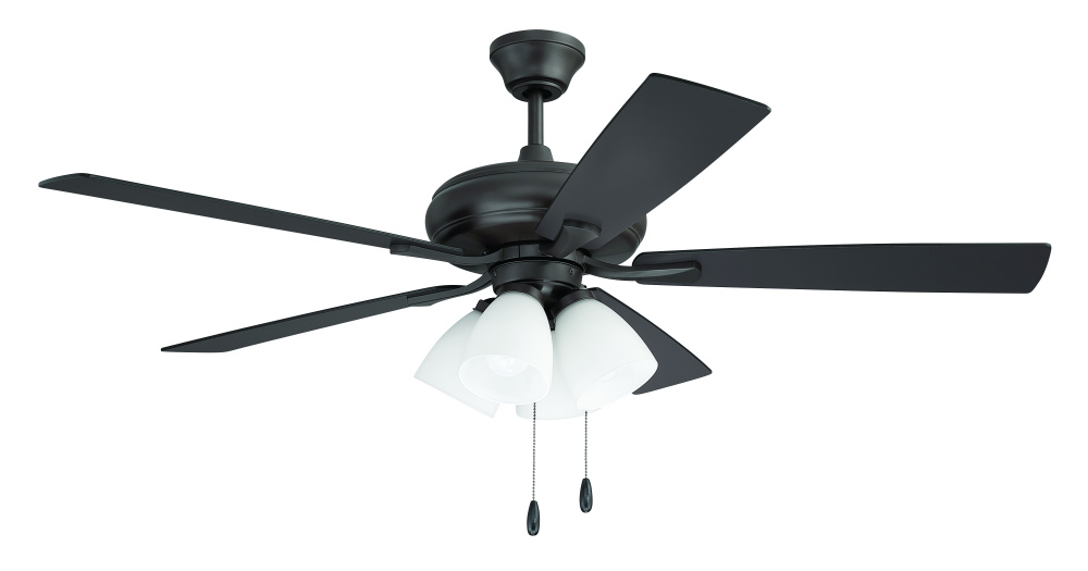 Eos 52" 5-Blade Frost 4 Light Ceiling Fan in Classic Bronze w/ ClassicBronze/Walnut Blades