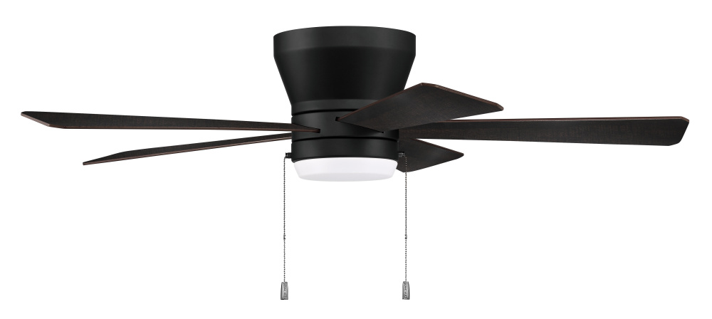 Merit 52" 5-Blade Ceiling Fan in Flat Black w/ Flat Black/Greywood Blades; Integrated Light Kit
