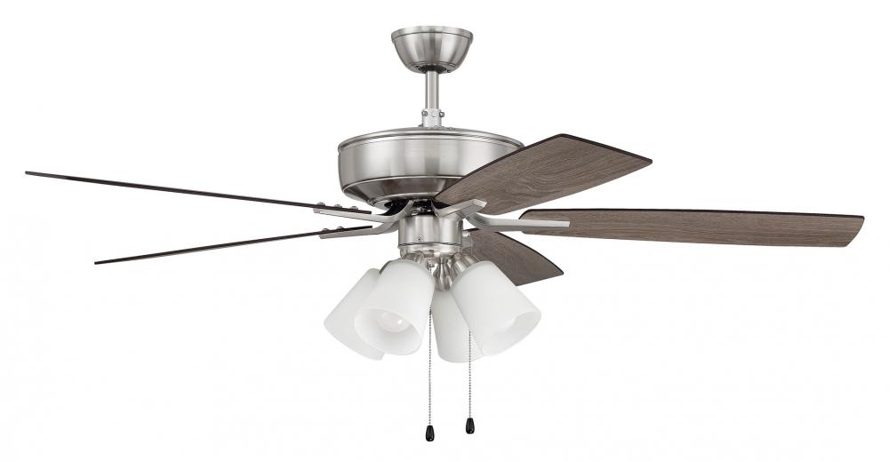 Pro Plus 114 52" 5-Blade Ceiling Fan in Brushed Polished Nickel w/ Driftwood/Grey Walnut Blades