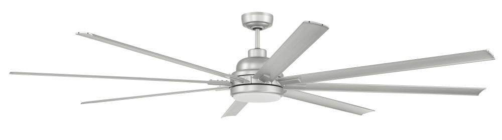 Rush 84" 8-Blade Indoor/Outdoor (Wet) Ceiling Fan in Painted Nickel w/ Painted Nickel Blades