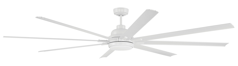Rush 84" 8-Blade Indoor/Outdoor (Wet) Ceiling Fan in White w/ White Blades