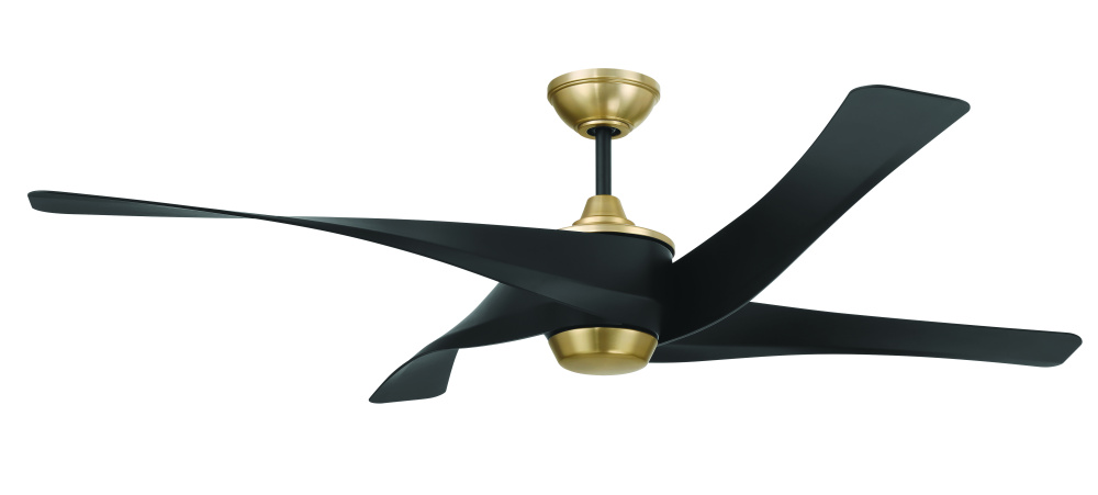 Venn 58" 4-Blade Ceiling Fan in Flat Black/Satin Brass w/ Flat Black Blades