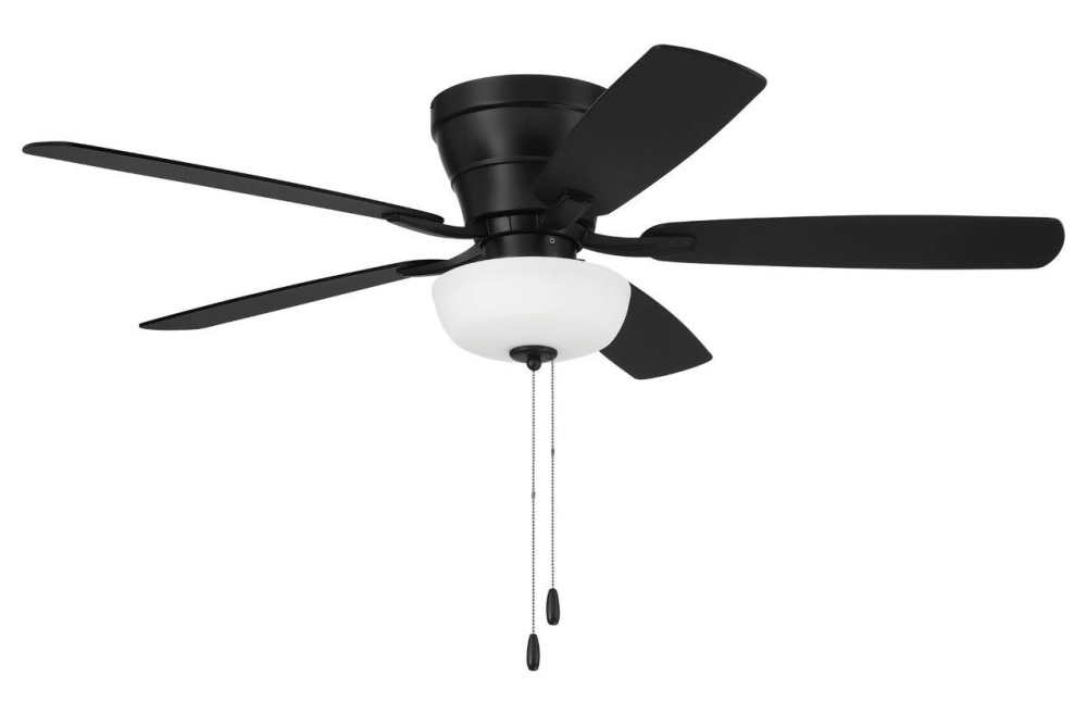 Wheeler 52" 5-Blade 2-Light Bowl Ceiling Fan in Flat Black w/ Flat Black/Greywood Blades