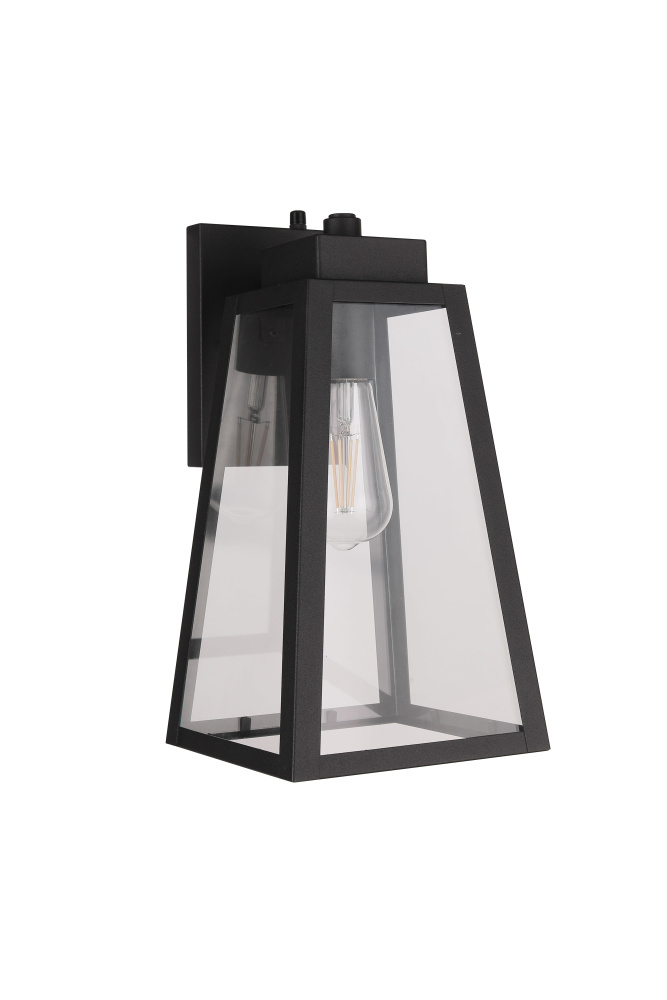 Sorano 1 Light 13.88" Outdoor Lantern in Textured Black w/ Photocell & Dusk-to-Dawn