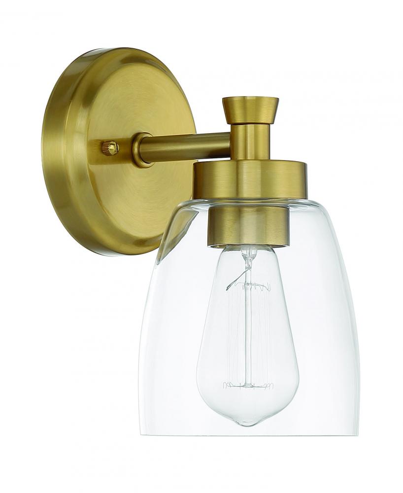 Henning 1 Light Sconce in Satin Brass