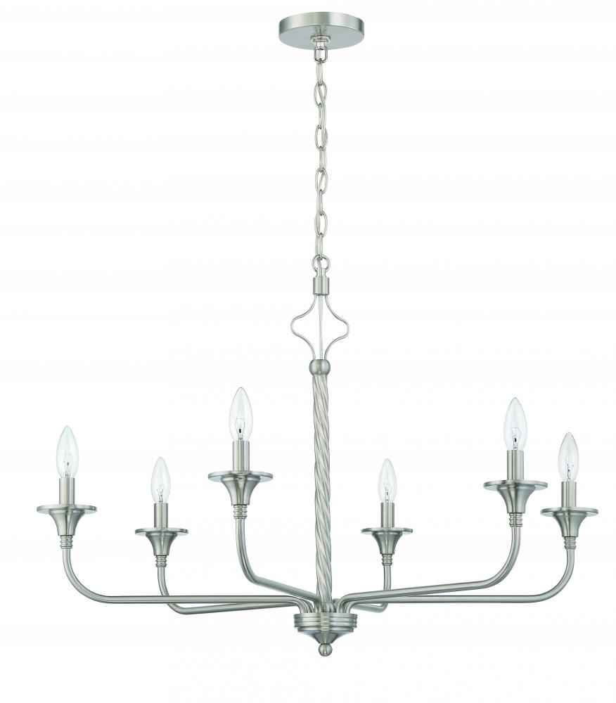 Jolenne 6 Light Chandelier in Brushed Polished Nickel