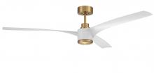 Craftmade PHB60SB3 - 60" Phoebe, Satin Brass Finish, White Blades Inlcuded, Light kit Included (Optional)