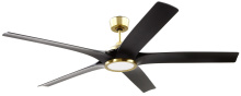Craftmade FON65SBFB5 - Fonz 65" 5-Blade Ceiling Fan in Satin Brass w/ Flat Black Blades; Light Kit Included (Optional)
