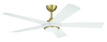 Craftmade FRY52SBW5 - Frye 52" 5-Blade Ceiling Fan in Satin Brass w/ White Blades; Integrated Light Kit