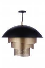 Craftmade P1011FBMG-LED - 31.25” Dia Sculptural Statement Dome Pendant with Perforated Metal Shades in Flat Black/Matte Gold