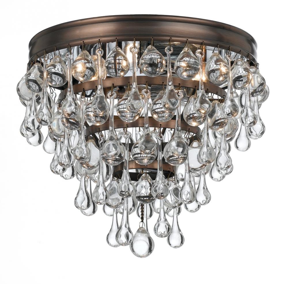 Calypso 3 Light Crystal Teardrop Vibrant Bronze Flush Mount