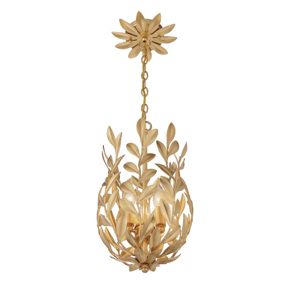 Broche 3 Light Antique Gold Mini Pendant