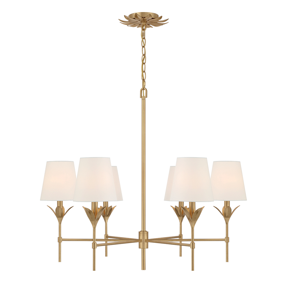 Broche 6 Light Antique Gold Chandelier