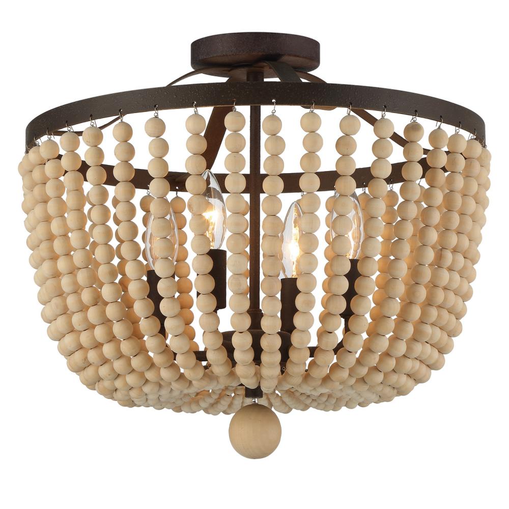 Rylee 4 Light Forged Bronze Semi Flush Mount