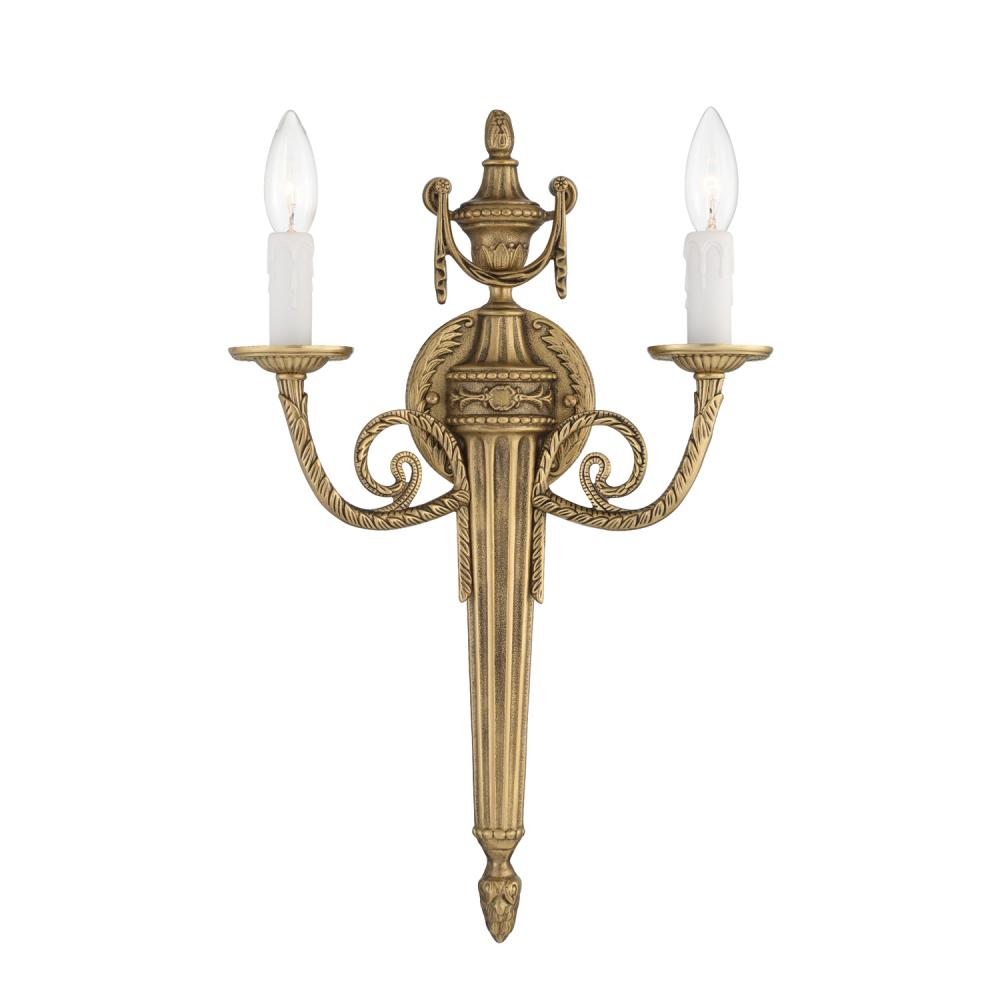 Crystorama 2 Light Matte Brass Cast Sconce