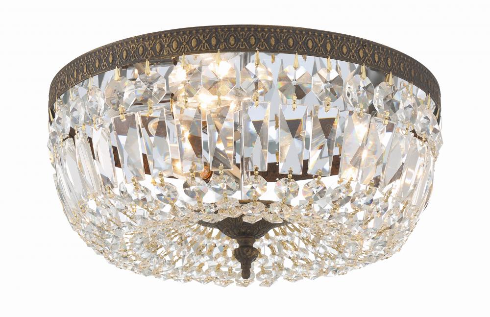 Crystorama 3 Light English Bronze Hand Cut Crystal Flush Mount